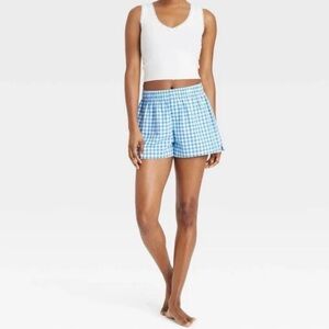 Target- Colsie Women's Shorts Boxers Plaid Blue Small pajama shorts